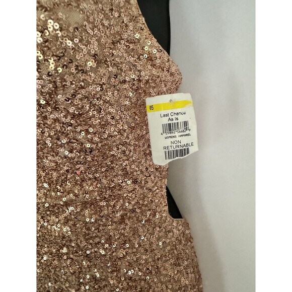 La Femme NWT Rose Blush Gold Sequin Floor Length Gown Tie Back Size 4 $398 - Picture 4 of 10